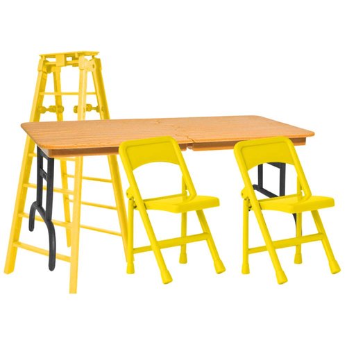 Ultimate Ladder, Table & Chairs Yellow Playset for Wrestling Action Figures