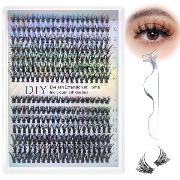 Lash Clusters Natural Individual Lash Extensions DIY Wispy Faux Mink Lash Tray at Home, False Eyelashes, Multi-type Mix Bottom, 30D, 40D,280PCS