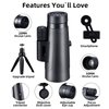 Monocular Telescope，Baacony HD Monocular for Adults with Smartphone Adapter & Tripod,Monocular Compact for Bird Watching Hiking Camping Hunting Wildlife Travel.(Black)