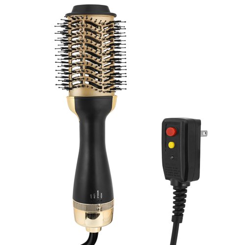 TOPUPHOE Hot Air Brush Dryer, Oval Brush for Blow Drying, Hair Dryer Brush One-Step Hot Air Styling Tools, 1000W, Ceramic Coating, 3 Heat Settings, 360 Swivel Cord, Black & Gold