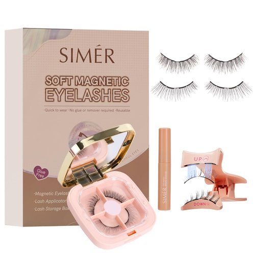 Magnetic Eyelashes Kit, Soft Magnetic Eyelashes, Natural Look Reusable Glue-free Dual Magnetic Lashes with Applicator, Lightweight Dual Magnetic Lashes - No.2 IDOL STYLE