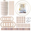 ZXCDINO 119pcs Macrame Kits for Starter 3mm x 109Yards Natural Cotton Macrame Cord with 100pcs Wooden Beads,10pcs Wooden Rings,Wooden Sticks,Metal Rings,S Hooks Macrame Supplies for Plant Hangers