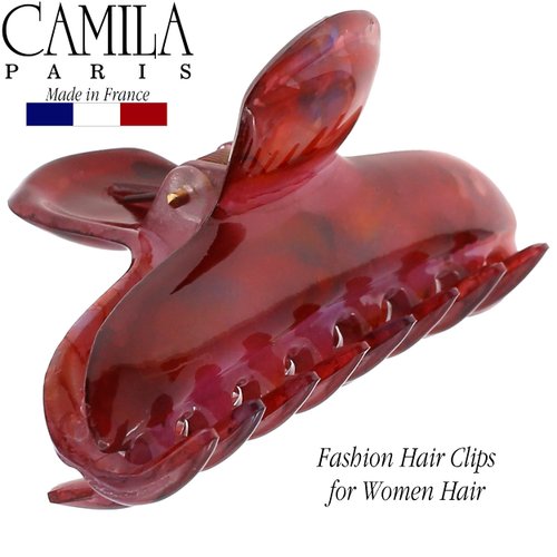 Camila Paris CP3319 French Hair Clip for Women Thick Hair for Long Curly Wavy Hair, Red, Girls Hair Claw Clips Fashion Styling Hair Accessories for Women, Strong Hold No Slip Grip, Made in France