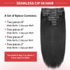 Seamless Clip in Hair Extensions Human Hair Full Head Natural Black PU Seamless Hair Extensions Straight 8pcs 120g Clip ins 100% Remy Human Hair Extensions For Women (18 inch, #1B)