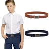 Kajeer Elastic Kids Belts for Boys Girls - Adjustable Boys Belts for School Uniforms with Silver Square Buckle