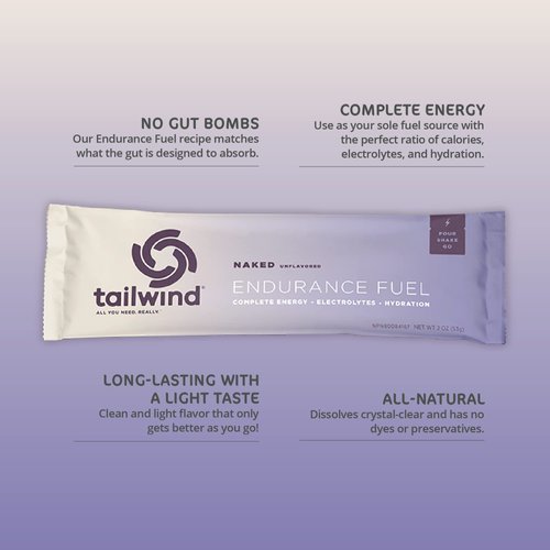 Tailwind Nutrition Endurance Fuel, Sports Drink Powder Single Serving with Electrolytes, Non-GMO, Free of Soy, Dairy, and Gluten, Vegan-Friendly, Naked Unflavored, Pack of 12