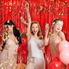 Red Metallic Tinsel Foil Fringe Curtains, 2 Pack 3.3x8.3 Feet Party Streamer for Birthday Party Decorations, Halloween Decor, Foil Curtain for Bachelorette Party