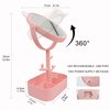 Nonebranded Vanity Mirror with Lights & Desk Mirror Lights Touch-Screen Light Control Portable High Definition Cosmetic Lighted Up Mirror with USB Port in 360 Degree Rotation(Pink)