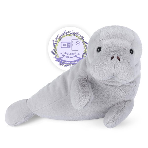 SuzziPals Coolable and Warmable Manatee Plush, Microwavable Stuffed Animal Heating Pad for Period Cramps and Pain Relief, Lavender Scented Stuffed Animals Manatee Plush Toy, Manatee Gifts