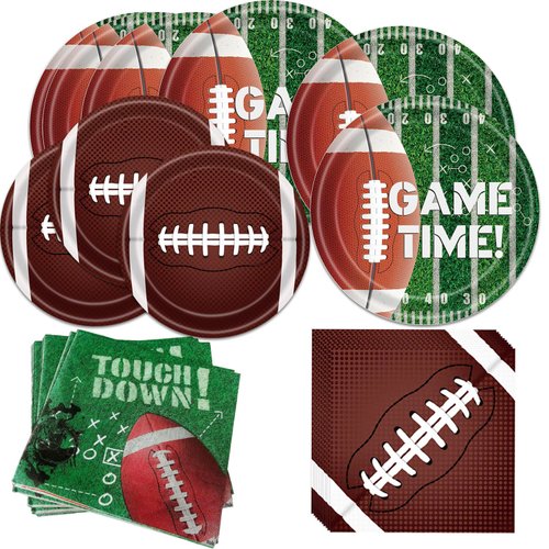 Football Party Supplies Set, Serves 50 Dinner Plates, Dessert Plates, Napkins, Football Birthday Party, Gameday, Tailgate Decorations