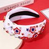 NVENF 4th of July Headbands, American Flag Star Headband Pearl Crystal Rhinestone Knotted Headbands Patriotic 4th of July Accessories Outfits for Women Holiday Gifts (Star F-White)
