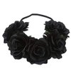 DNHCLL Rose Floral Crown Headpiece for Women and Girls - Fake Flower Hair Wreath with Headband (Black)