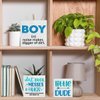 3 Pcs Baby Boy Wood Signs Decor Nursery Baby Boys Wood Block Signs Baby Shower Wooden Box Signs Decorations for Home Tiered Tray Desk Table Shelf
