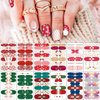 12 Sheets Christmas Nail Wraps Full Stickers Nail Polish Strips, DIY Self-Adhesive Nail Art Glitter Decals Santa Claus Xmas Hat Reindeer Snow Pattern Party Decor with 2 Pcs Nail Files (168 Pieces)