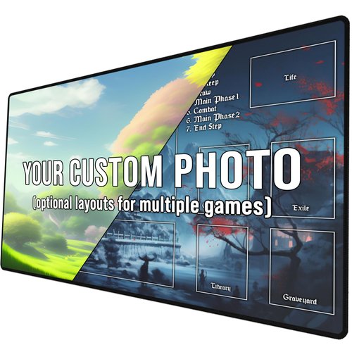 Ships Next Day, Made in USA - Customizable Collectible Card Game Mat for Competiton or Casual Play - Tournament Legal Playmat with Personalized Design Option, Choose Your Own Layout