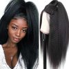 Selina Kinky Straight Wig 4x4 Closure Wigs Yaki Straight Wig Lace Closure Wig Brazilian Human Hair Wigs For Black Women 180% Density Wig Natural Hairline Glueless (Kinky Straight Wig, 8 Inch)