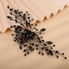 Aimimier Bridal Black Crystal Hair Comb Black Rhinestone Hair Vine Side Comb Prom Party Festival Wedding Hair Accessories for Women (Black)