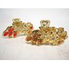 Generic Gold acrylic metal looking hair claw clamp clips with jewels and crystals (Primary color: Red), 1 Count (Pack of 1)