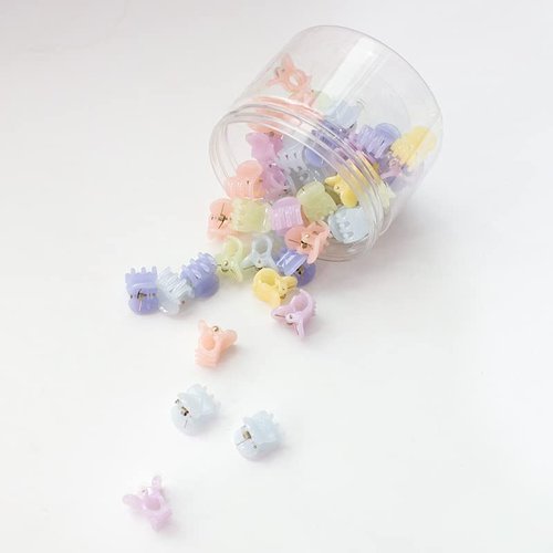 50PCS Mini Hair Claw Clips for Women Girls, Small Hair Clips Little Claw Clips Tiny Acrylic Jaw Clips with Transparent Box（Candy colors）