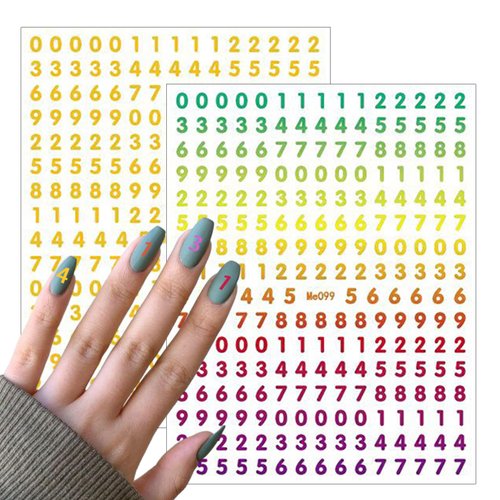 Colorful Number Nail Art Stickers Decals 6 Sheets，3D Holographic Luxury Laser Gold Silver Nail Stickers Rose Gold Black Number Nail Designs Self-Adhesive for Women Girls DIY Nail Decoration Manicure