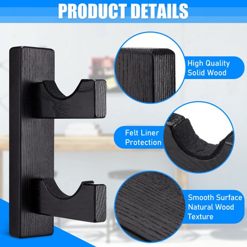 TOBWOLF 2PCS Double Deck Baseball Bats Display Wall Mount Rack for 2 Bats, Baseball Bat Display Holder Horizontal Hanger with Felt Liner, Softball Bat Bracket Stand for Sports Memorabilia Collectible