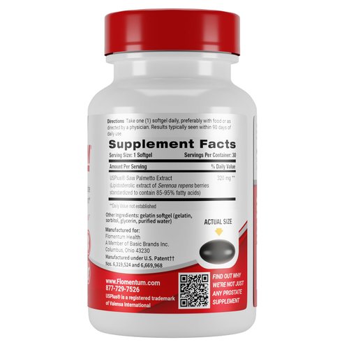 Flomentum® Saw Palmetto for Men Prostate Supplement | Prostate Support Supplement for Men's Health | USP Verified - Healthy Urinary Flow & Urinary Function - 320mg Once Daily (30 Count)