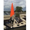 Pontoon Boat Flag Holder. Orange safety flag included. Tired of Holding the Skier Down Flag? Just clamp the Flag Buddy to your Boat and rotate it up when required. Rubbber clamping pads.