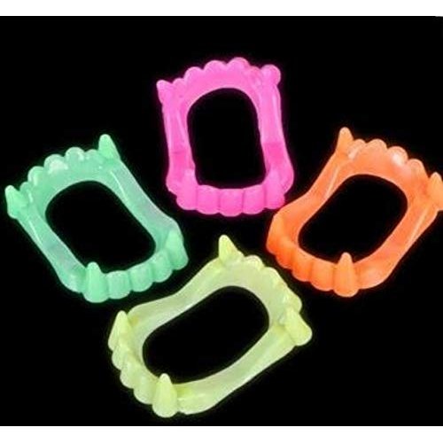 36 Halloween Fang Teeth Neon Colors Party Favors