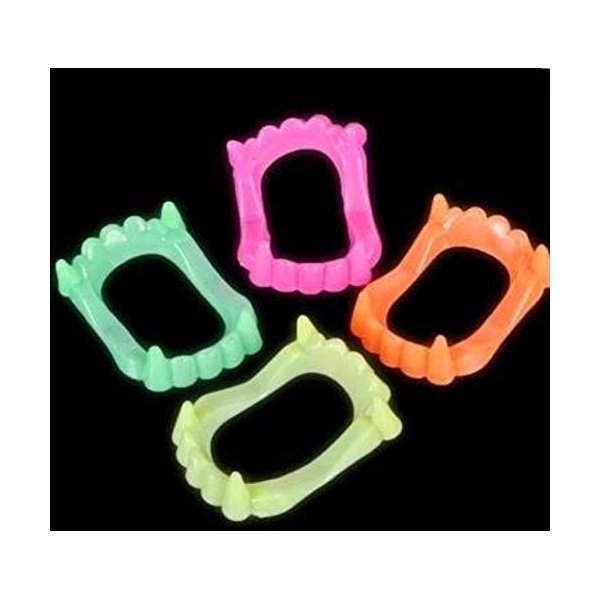 36 Halloween Fang Teeth Neon Colors Party Favors