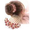 Aimimier Crystal Inlaid French Flower Hair Comb Sparkly Rhinestone Gem Side Combs Long Teeth Hair Pins Styling Hair Accessories for Women Girls(Pink)