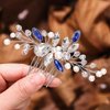 YBSHIN Blue Rhinestone Hair Comb Wedding Hair Accessories for Brides Silver Headpieces Bridal Hair Accessories for Women Decorative Hair Combs (Style 3)