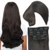 Eufficco Real Human Hair Lace Clip In Hair Extensions Thick Ends 20inch 120g Color Off Black Remy Hair Extensions Silky Soft Straight Double Wefted Lace Backed Clip On Human Hair Extensions