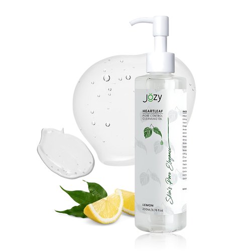Jozy Heartleaf Pore Control Cleansing Oil, Makeup Remover, Blackhead Remover Facial Cleanser Oil with Lemon Fragrance, Gentle Hydrating Oil Cleanser for Face, Korean Skin Care 6.76 Fl Oz (200 ml)