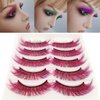 Burgundy False Eyelashes Red Lashes Colorful Eyelashes Easter Halloween Colored Eye Lashes Faux Mink Long Dramatic Eyelashes MUQIU37 Party Fake Eyelashes Extensions Makeup Tools (MQ303-Burgundy)