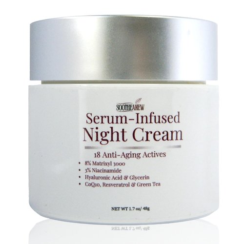 SootheAnew Anti-Aging Face Cream Serum, 8% Matrixyl 3000 Serum Cream, Multi Peptide Serum Cream, Deep Wrinkle Repair Serum, for Mature and Dry Skin, Serum Infused Night Cream 1.7 Fl Oz