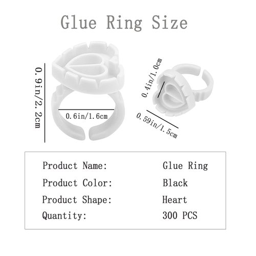300 PCS Glue Rings for Eyelash Extension,Heart Glue Rings for Lash Eyelash Extension Supplies, Lash Glue Rings Smart Glue Cups Eyelash Glue Holder, Blossom Glue Ring Fan Fanning Glue Cups, White