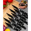 Stapava Steak Knives Set of 8, Stainless Steel Steak Knife Set Black, Sharp Serrated Dinner Knives Matte with Laser Pattern for Kitchen Restaurant Picnic Barbecue, Dishwasher Safe