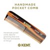 Kent OT 4.4" Pocket Comb – Fine & Wide Tooth Handmade Comb for Hair, Beard, Mustache. Ideal for Travel. Saw Cut and Hand Polished.
