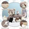Motionchic 5 Pcs Christmas Wolf Stuffed Animals Set 20 Inch Mommy Wolf Plush with 4 Magnetic Baby Wolves in Her Zippered Tummy Soft Cuddly Wolf Plushie Gifts for Boys Girls Xmas Birthday Favors