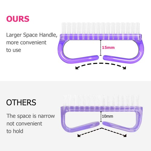 Larbois Handle Grip Nail Brush, Hand Fingernail Brush Cleaner Scrubbing Kit Pedicure for Toes and Nails Men Women (4 Pack) (Color-2)