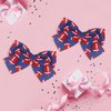 2pcs Football Hair Bow Clip, Football Barrettes Bowknot Sport Hairpin Printed with Rugby Hair Accessories for Girls, Women on Sports Parties Matches School Games