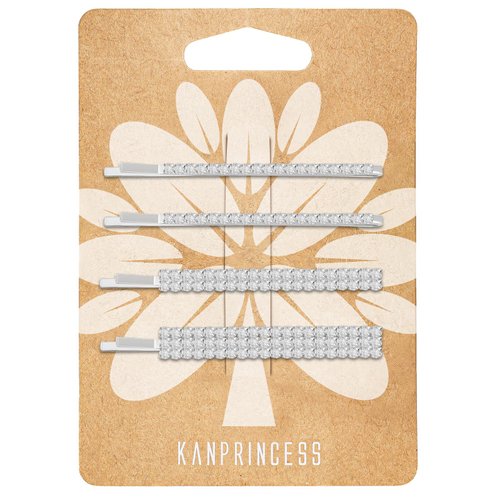 KANPRINCESS 4PCS 2.4in Rhinestone Bobby Pins Rhinestone Hair pins For Womens Girls,Rhinestone Hair Accessories For Party Wedding Daily(Silver)