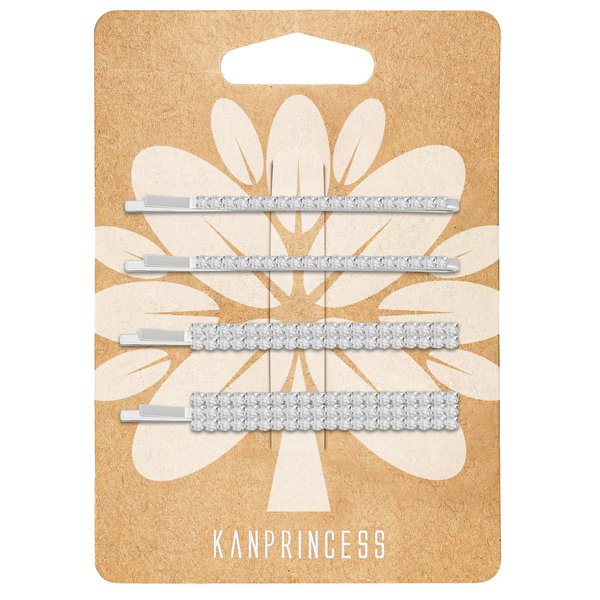 KANPRINCESS 4PCS 2.4in Rhinestone Bobby Pins Rhinestone Hair pins For Womens Girls,Rhinestone Hair Accessories For Party Wedding Daily(Silver)