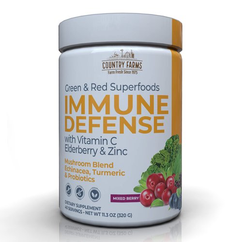 COUNTRY FARMS Immune Defense Superfoods Drink Mix, Supports Immune Defense, Vitamin C with Black Elderberry, Supports Hydration, with Probiotics and Prebiotics, Berry Flavor, 40 Servings
