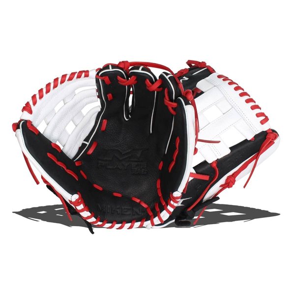 Miken Player Series 13" Slow Pitch Softball Glove: PS130-PH Right Hand Thrower, Black / White