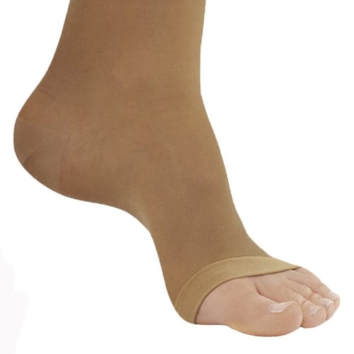 Ames Walker AW Style 48 Sheer Support 20-30 mmHg Firm Compression Open Toe Thigh High Stockings w/Top Band Beige Medium