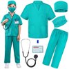 Doctor Nurse Scrubs, Kids Role Play Doctor Costume With Realistic Accessories for Boys Girls Ages 3-12(Doctor Scrubs, Light Green/4-5T)