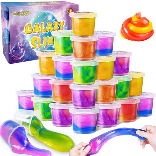 YOPINSAND 24 Pack Galaxy Slime Kit, Slime Party Favors for Kids, Stretchy & Non-Sticky Slime Pack, Slime Toy for Boys Girls 5-12