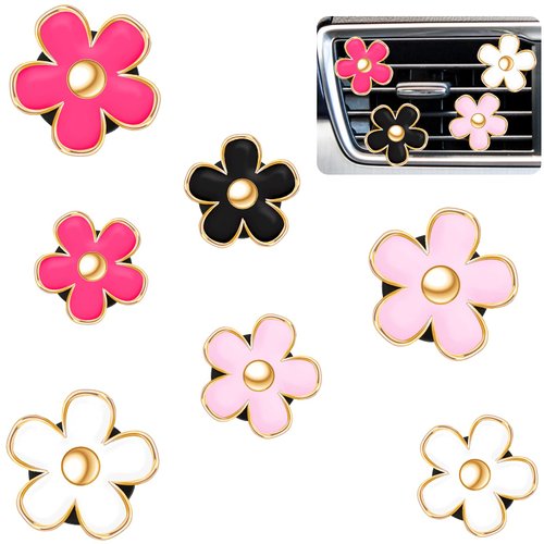 8 Pieces Daisy Car Decoration Flower Air Vent Clips Air Freshener Clips Air Conditioning Outlet Clip Car Vent Accessories Colorful Car Interior Decoration Charm for Girls Women