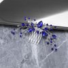 Micro Traders Blue Crystal Pearl Hair Comb Sapphire Pearl Hair Brush Flower Rhinestones Hair Combs Wedding Hair Accessories for Women Girls Lady